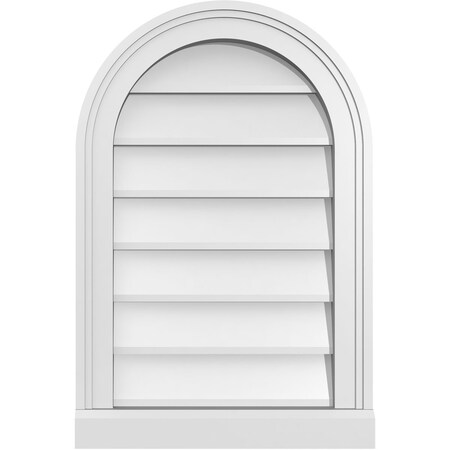 Ekena Millwork Round Top Surface Mount PVC Gable Vent w/ 2"W x 2"P Brickmould Sill Frame, 16"W x 24"H GVPRT16X2403SN